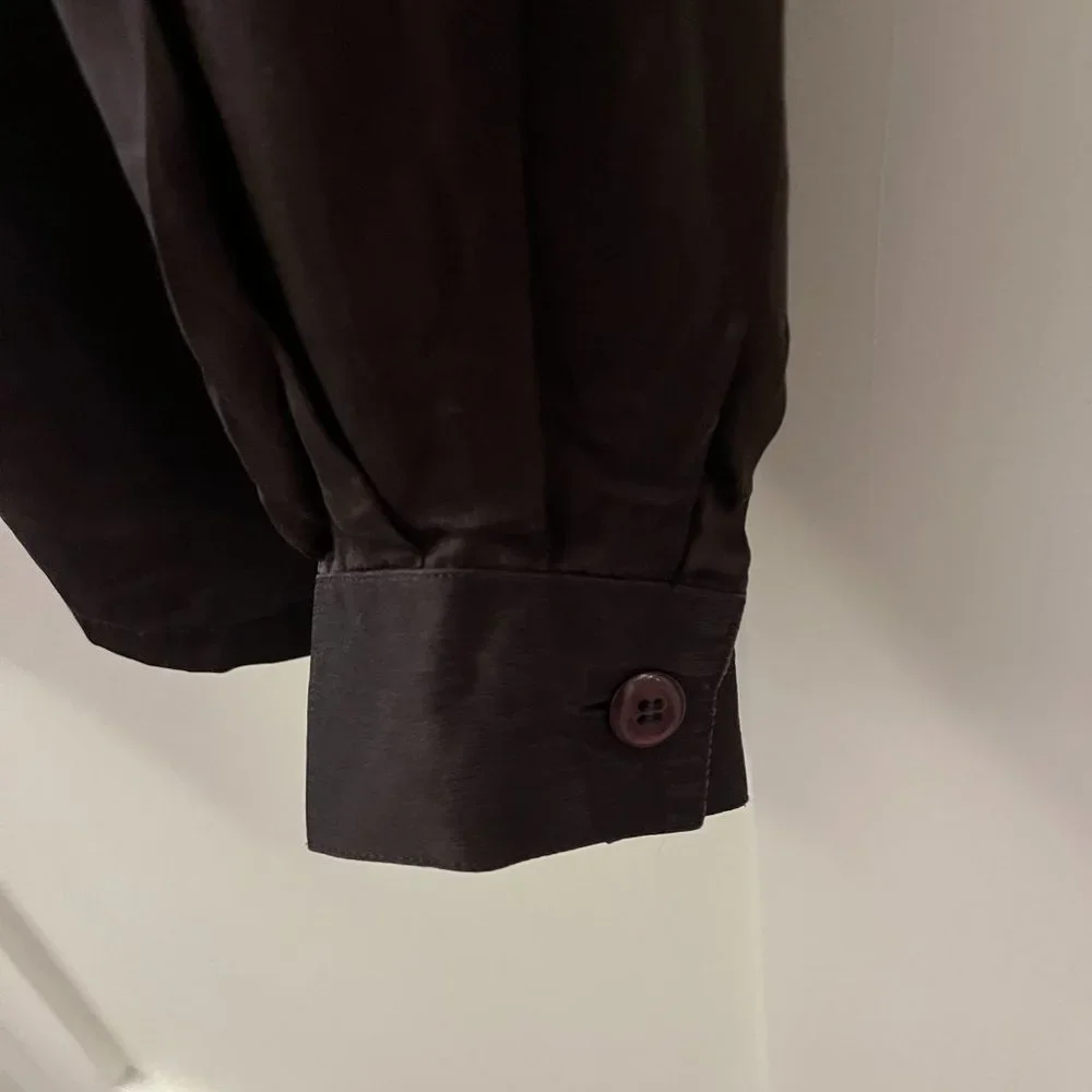 Chocolate Brown Button-down Blouse - Picture 5 of 6